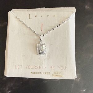 Leith Initial 'J' Pendant Necklace - Silver